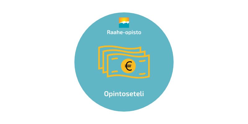 Raahe-opiston opintoseteli. Kuvassa on euroseteleitä kuvaava symboli.