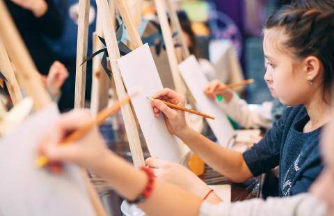 A child painting.